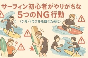 サーフィン初心者がやりがちな5つのNG行動【ケガ・トラブルを防ぐために】