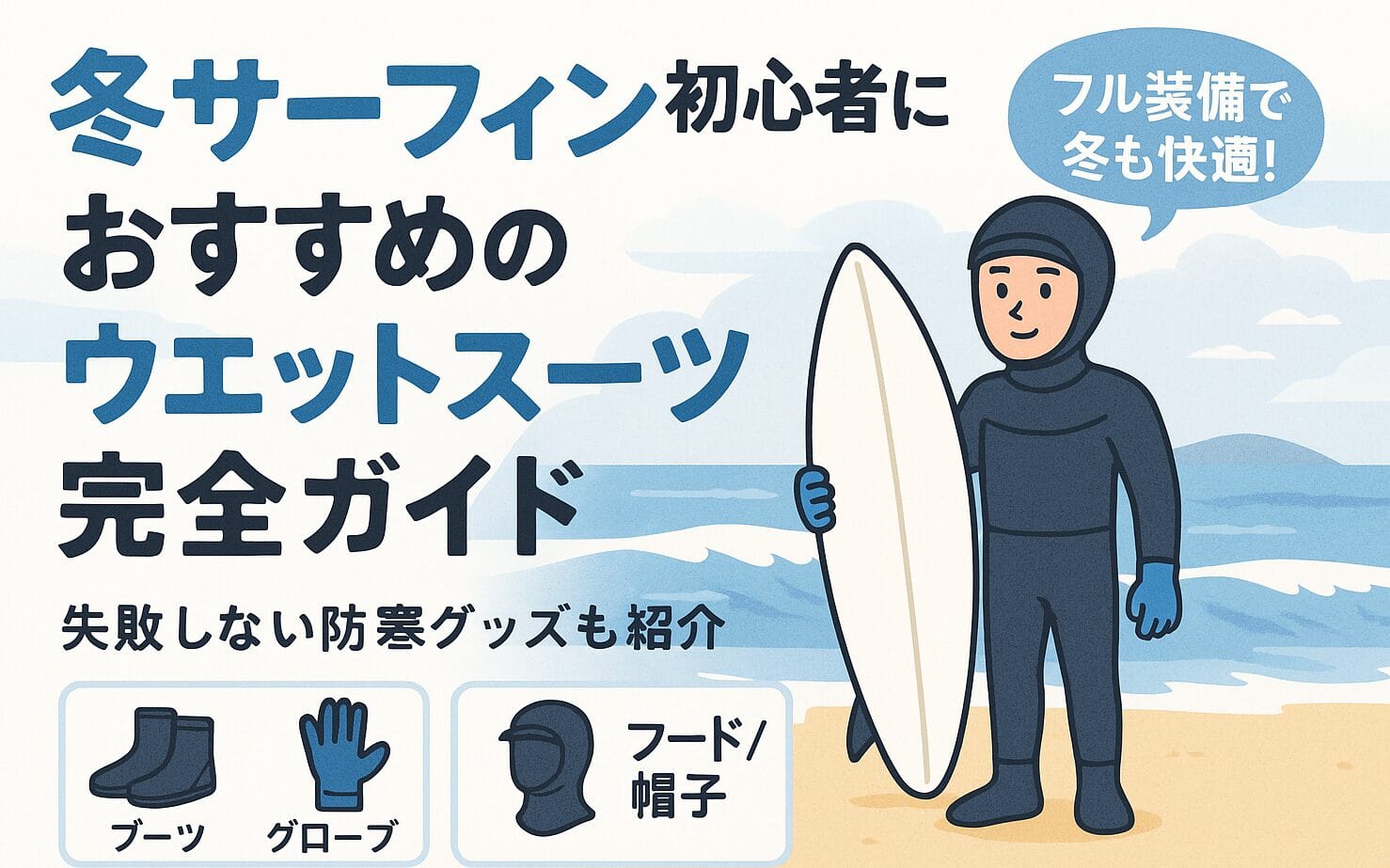 冬サーフィンの防寒装備をまとめて確認できるガイド